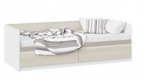 Кровать «Сканди» с 2 ящиками Дуб Гарден/Белый/Глиняный серый в Барнауле - barnaul.katalogmebeli.com | фото 1
