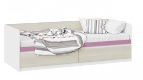 Кровать «Сканди» с 2 ящиками Дуб Гарден/Белый/Лиловый в Барнауле - barnaul.katalogmebeli.com | фото 1
