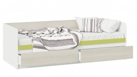 Кровать «Сканди» с 2 ящиками Дуб Гарден/Белый/Зеленый в Барнауле - barnaul.katalogmebeli.com | фото 2