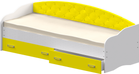 Кровать Софа-7 с мягкой спинкой (800х1900) Белый/Желтый в Барнауле - barnaul.katalogmebeli.com | фото
