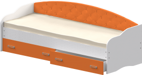 Кровать Софа-7 с мягкой спинкой (800х1900) Белый/Оранжевый в Барнауле - barnaul.katalogmebeli.com | фото