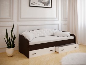 Кровать Софа-7 с мягкой спинкой (800х1900) Венге/ Белый в Барнауле - barnaul.katalogmebeli.com | фото
