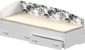 Кровать Софа-9 с мягкой спинкой с рисунком Милана (900х1900) Белый в Барнауле - barnaul.katalogmebeli.com | фото