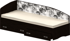 Кровать Софа-9 с мягкой спинкой с рисунком Милана (900х1900) Венге в Барнауле - barnaul.katalogmebeli.com | фото