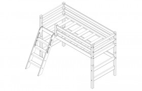 Кровать Соня вариант 6 полувысокая с наклонной лестницей Белый полупрозрачный в Барнауле - barnaul.katalogmebeli.com | фото 4