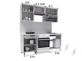 Кухня Салли 2.0 м с окапом (белый/сандал белый, серый/26 мм/дуб вотан) в Барнауле - barnaul.katalogmebeli.com | фото 3