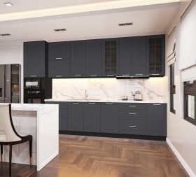Кухонный гарнитур 1,8м Луксор высокие модули (Клен серый/корпус венге) в Барнауле - barnaul.katalogmebeli.com | фото