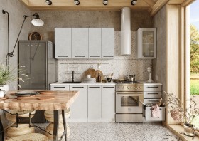 Кухонный гарнитур Нувель 1800мм белый/бетон белый в Барнауле - barnaul.katalogmebeli.com | фото