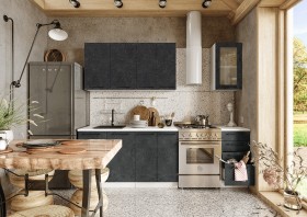 Кухонный гарнитур Нувель 1800мм белый/бетон черный в Барнауле - barnaul.katalogmebeli.com | фото 1