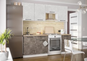 Кухонный гарнитур Нувель 2100мм белый/бетон коричневый в Барнауле - barnaul.katalogmebeli.com | фото 1