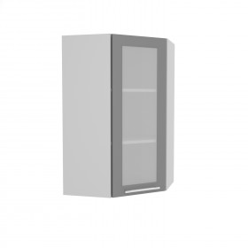 Квадро ВПУС 550 шкаф верхний угловой со стеклом высокий (Железо/корпус Серый) в Барнауле - barnaul.katalogmebeli.com | фото