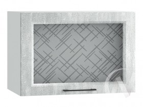 Либерти Шкаф верхний горизонтальный со стеклом ШВГС 609 (Холст грей/корпус белый) в Барнауле - barnaul.katalogmebeli.com | фото