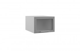 Лофт ГПГС 500 шкаф верхний горизонтальный глубокий со стеклом (Штукатурка белая/корпус Серый) в Барнауле - barnaul.katalogmebeli.com | фото