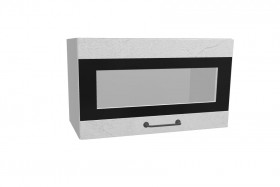 Лофт ПГСФ 600 шкаф верхний горизонтальный со стеклом и фотопечатью (Штукатурка белая/корпус Серый) в Барнауле - barnaul.katalogmebeli.com | фото