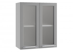 Лофт ПС 600 шкаф верхний со стеклом (Штукатурка белая/корпус Серый) в Барнауле - barnaul.katalogmebeli.com | фото