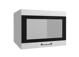 Лофт ВПГСФ 600 шкаф верхний горизонтальный со стеклом высокий с фотопечатью (Штукатурка белая/корпус Серый) в Барнауле - barnaul.katalogmebeli.com | фото