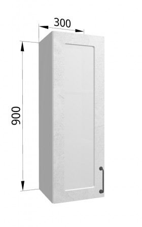 Лофт ВПС 300 шкаф верхний со стеклом высокий (Штукатурка белая/корпус Серый) в Барнауле - barnaul.katalogmebeli.com | фото