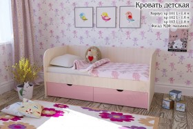 Мальвина Кровать детская 2 ящика 1.6 Розовыйй глянец в Барнауле - barnaul.katalogmebeli.com | фото