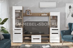 Мебель для гостиной МГС 6 (Исполнение 1/Дуб золотой/Белый глянец) в Барнауле - barnaul.katalogmebeli.com | фото