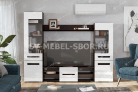 Мебель для гостиной МГС 6 (Исполнение 1/Венге/Белый глянец) в Барнауле - barnaul.katalogmebeli.com | фото