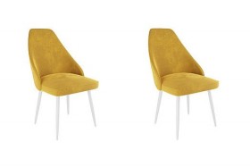 Набор стульев Милан 2 шт (желтый велюр/белый) в Барнауле - barnaul.katalogmebeli.com | фото
