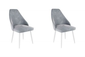 Набор стульев Милан 2 шт (серый велюр/белый) в Барнауле - barnaul.katalogmebeli.com | фото 1