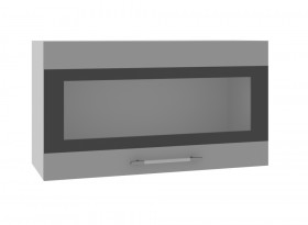 Ройс ВПГСФ 800 Шкаф верхний горизонтальный со стеклом с фотопечатью высокий (Ваниль софт/корпус Серый) в Барнауле - barnaul.katalogmebeli.com | фото