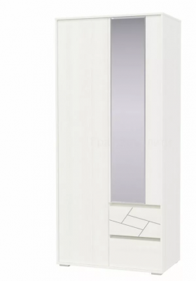 Шкаф 2-х дверный с ящиками Аделина 1000 Рамух белый в Барнауле - barnaul.katalogmebeli.com | фото 1