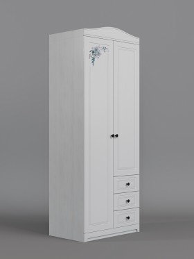 Шкаф 2-х створчатый с ящиками Бэлла (Выбеленное дерево/Белый) в Барнауле - barnaul.katalogmebeli.com | фото