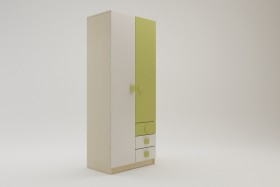Шкаф 2-х створчатый с ящиками Эппл (Зеленый/Белый/корпус Клен) в Барнауле - barnaul.katalogmebeli.com | фото 2