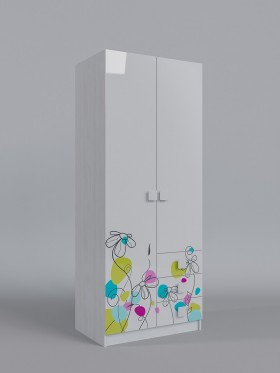 Шкаф 2-х створчатый с ящиками Флёр (Белый/корпус Выбеленное дерево) в Барнауле - barnaul.katalogmebeli.com | фото 1
