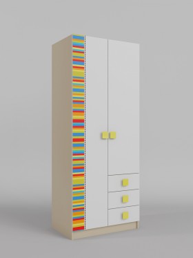 Шкаф 2-х створчатый с ящиками Клаксон без машинок (Белый/корпус Клен) в Барнауле - barnaul.katalogmebeli.com | фото