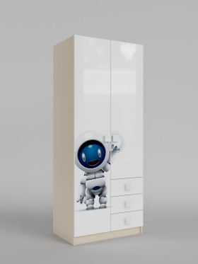 Шкаф 2-х створчатый с ящиками Санни (Белый/корпус Клен) в Барнауле - barnaul.katalogmebeli.com | фото