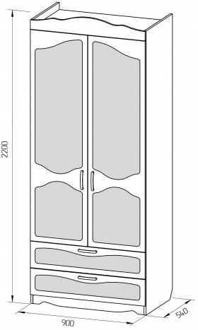 Шкаф 2-х створчатый с ящиками серии Иллюзия 02 Бежевый в Барнауле - barnaul.katalogmebeli.com | фото 2