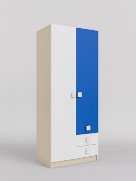 Шкаф 2-х створчатый с ящиками Скай (Синий/Белый/корпус Клен) в Барнауле - barnaul.katalogmebeli.com | фото