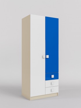 Шкаф 2-х створчатый с ящиками Скай люкс (Синий/Белый/корпус Клен) в Барнауле - barnaul.katalogmebeli.com | фото