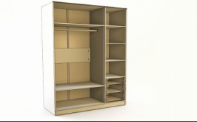 Шкаф 3-х створчатый с ящиками Бэрри (Бежевый/Красный/корпус Клен) в Барнауле - barnaul.katalogmebeli.com | фото 2