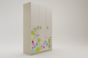 Шкаф 3-х створчатый с ящиками Флёр (Белый/корпус Клен) в Барнауле - barnaul.katalogmebeli.com | фото