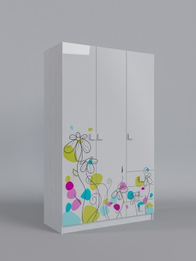 Шкаф 3-х створчатый с ящиками Флёр (Белый/корпус Выбеленное дерево) в Барнауле - barnaul.katalogmebeli.com | фото 1