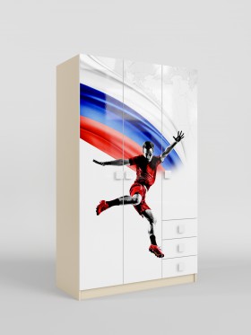 Шкаф 3-х створчатый с ящиками Футбол ЧМ (Белый/корпус Клен) в Барнауле - barnaul.katalogmebeli.com | фото