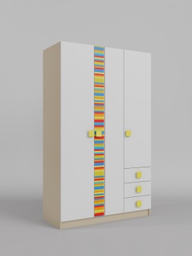 Шкаф 3-х створчатый с ящиками Клаксон без машинок (Белый/корпус Клен) в Барнауле - barnaul.katalogmebeli.com | фото
