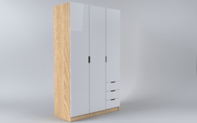 Шкаф 3-х створчатый с ящиками Лофт (Белый/корпус Дуб Сонома) в Барнауле - barnaul.katalogmebeli.com | фото
