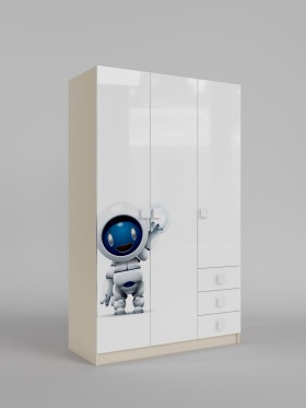 Шкаф 3-х створчатый с ящиками Санни (Белый/корпус Клен) в Барнауле - barnaul.katalogmebeli.com | фото