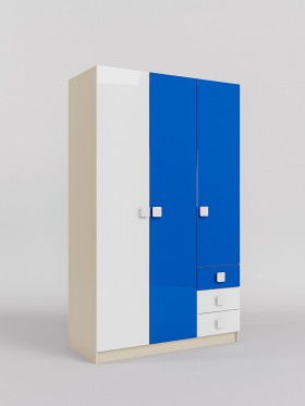 Шкаф 3-х створчатый с ящиками Скай люкс (Синий/Белый/корпус Клен) в Барнауле - barnaul.katalogmebeli.com | фото 1
