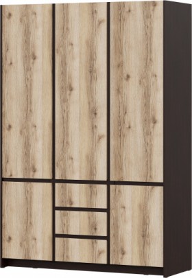 Модульная система "Прага" Шкаф для одежды трехстворчатый Дуб Венге/Дуб Делано в Барнауле - barnaul.katalogmebeli.com | фото 1