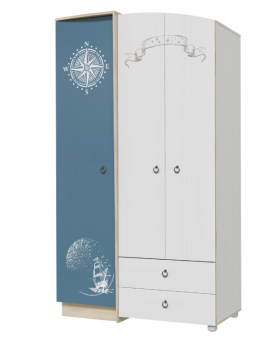 Шкаф для одежды Бриз 1200 Дуб ривьера/ Рамух белый/синий в Барнауле - barnaul.katalogmebeli.com | фото
