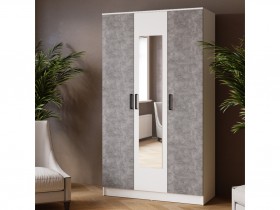 Шкаф комбинированный Ларс (1,2) с зеркалом белый/ателье светлое в Барнауле - barnaul.katalogmebeli.com | фото 3