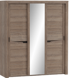 Шкаф трехдверный Соренто с раздвижными дверями Дуб стирлинг/Кофе структурный матовый в Барнауле - barnaul.katalogmebeli.com | фото