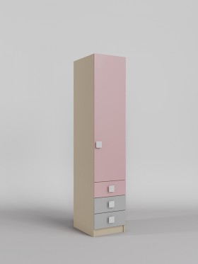 Шкаф угловой (секция с ящиками) Грэйси (Розовый/Серый/корпус Клен) в Барнауле - barnaul.katalogmebeli.com | фото