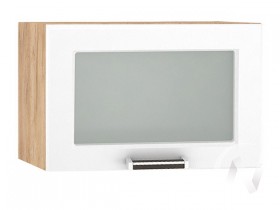 Шкаф верхний со стеклом Прага ШВГС 500 (Белое дерево/корпус дуб крафт золотой) в Барнауле - barnaul.katalogmebeli.com | фото
